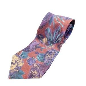 GANT Men's Necktie, Floral blue purple green red yellow, Wool USA MADE